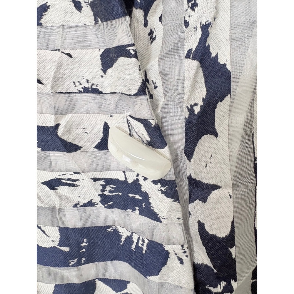 Yushi Wrap Blouse Womens Small Navy Blue White Semi Sheer Stripe Art To Wear - Picture 8 of 12